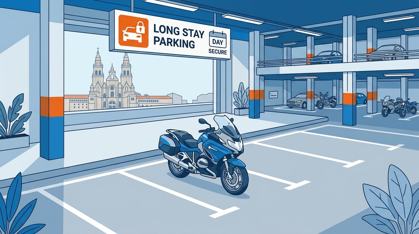 Dónde aparcar la moto en Santiago de Compostela